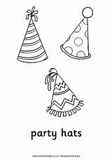 Party Hats Colouring Page  Birthday coloring Pages hat sketch template
