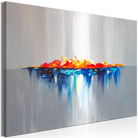 Canvas Wall Art Fire and Water - Artistic Abstract Painting With the Texture of Paint Blots ...