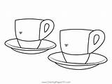 Two Cup Of Coffee Coloring Page For Kids  Free Drinks Printable sketch template