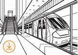 Subway Coloring Tunnel Colouring Pages Sheet Template Sketch Page sketch template