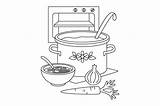 Soup Coloring Pot Stew Pages Stone Bowl Printable Drawing Template  sketch template