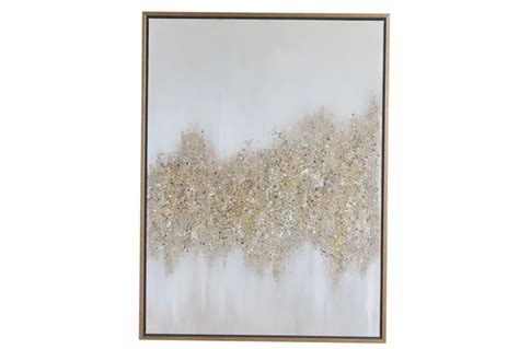 30X40 Abstract Grey + Gold With Gold Frame | Living Spaces