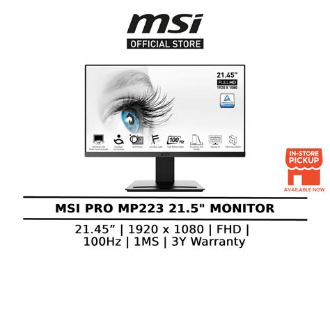 MSI PRO MP223 (21.5''/1920 x 1080 (Full HD)/100Hz/1ms/HDMI/3Y) Monitor ...