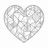Geometric Heart Coloring Page New Color By Number Square  sketch template