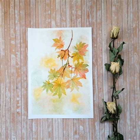 Autumn Original Art Yellow Autumn Leaves an Original - Etsy