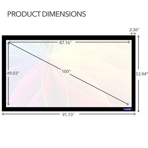 QualGear® QG-PS-FF6-169-100-W 16:9 Fixed Frame Projector Screen, 100 ...