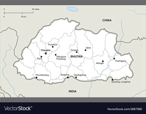 Bhutan political map Royalty Free Vector Image