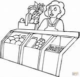 Seller In The Grocery Shop coloring Page  Free Printable Coloring Pages sketch template