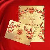 Red Cherry Blossom | Chinese Wedding Invitation | Zazzle