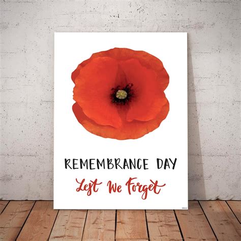 A1, A2, A3 Red Poppy Remembrance Day, Lest We Forget Rigid Plastic Sign ...