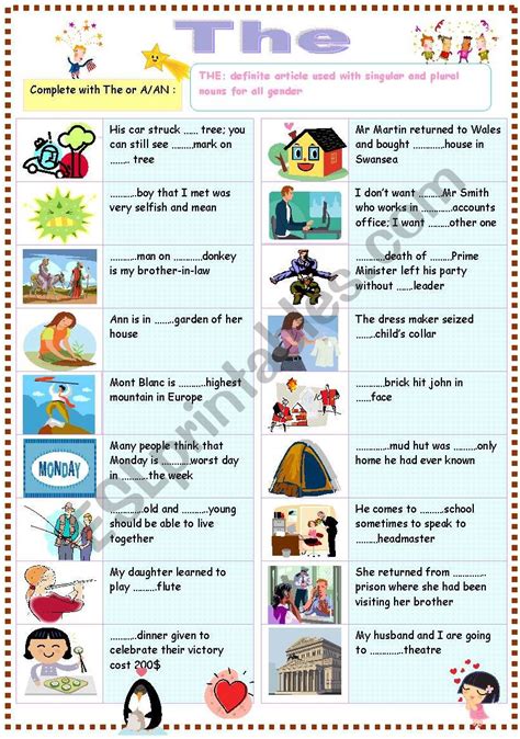 definite article the - ESL worksheet by ben 10