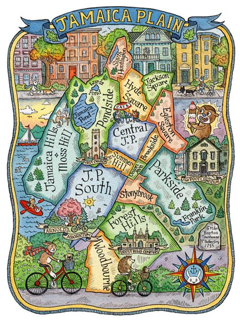 Jamaica Plain Boston Neighborhood Map Art Print 16 X 20 - Etsy | Jamaica plain boston, Map art ...