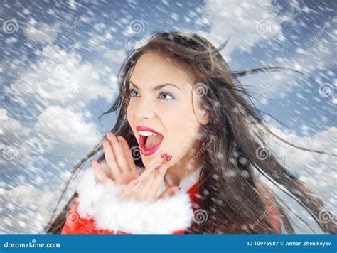 Santa in snow stock image. Image of celebration, happy - 10975987