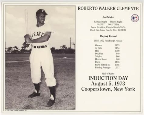 1990-PRESENT HALL OF Fame Induction Cards Roberto Clemente HOF EUR 32,25 - PicClick FR