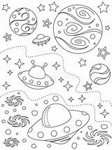 Coloring Page With Rocket Moon Nebulae And Stars For Kids Stock  sketch template