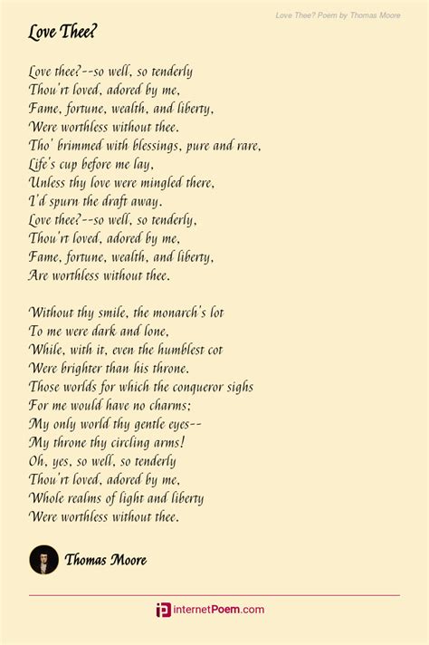 Love Thee? Poem by Thomas Moore