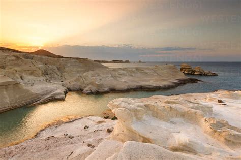 Volcanic rock formations on Sarakiniko beach on Milos island, Greece ...