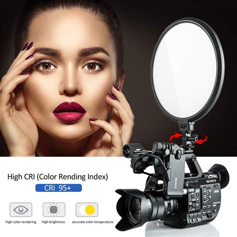 5600K~3300K 10 inches Round Bi-Color LED Video Light Panel Dimmable LED Camera Light Lamp with ...
