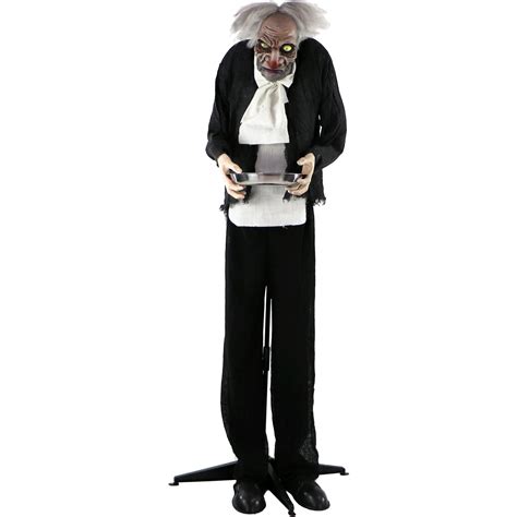 Haunted Hill Farm 60 in 4.5 lbs Zombie Butler Animatronic, Halloween ...