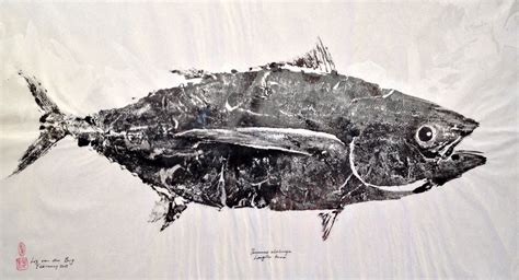 Longfin tuna Japanese Nature, Gyotaku, Fish Print, Japan Art, Animal Sculptures, Sea Creatures ...