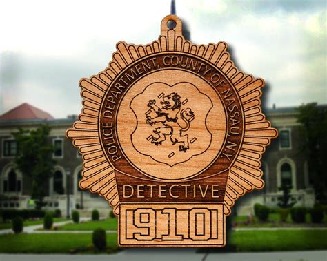 Personalized Wooden Nassau County Police Badge or Shoulder Patch Ornament