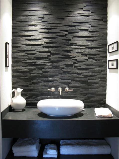 50+ Clever Half Bathroom Ideas for Beautiful Bathroom Design [TIPS] (With images) | Stone wall ...