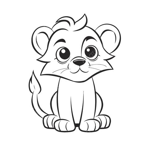 Cute Coloring Page Of A Lion Outline Sketch Drawing Vector, Lion King Drawing, Lion King Outline ...