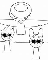 Sprunki And The Beat Coloring Page sketch template