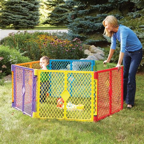 Baby Baby Superyard Playard Fence Gate Portable Indoor Outdoor 6 Panel Play Area Blue ...