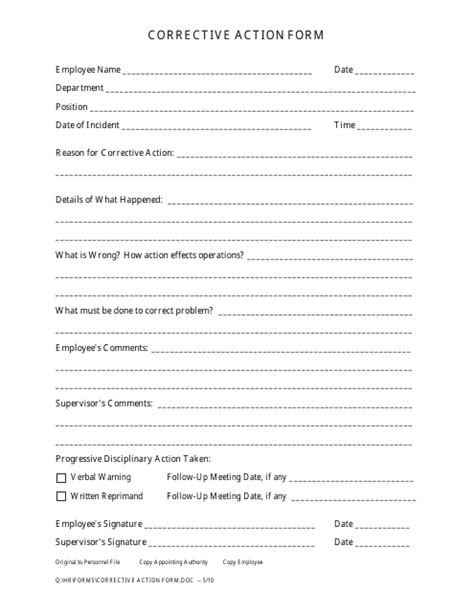 Free Printable Corrective Action Form - Printable Forms Free Online