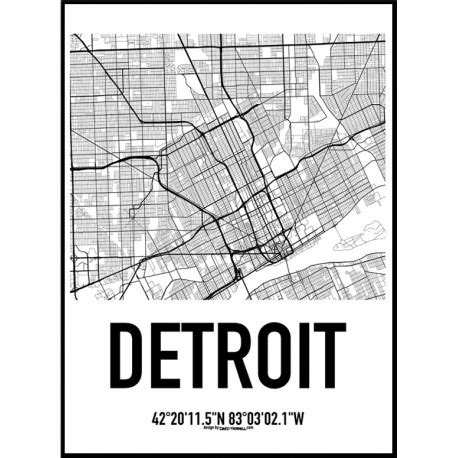 Detroit Map Poster. Find your posters at Wallstars Online. Shop today!