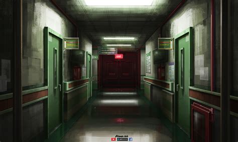 ArtStation - Hospital hallway., Keen Art | Hospital, Hospital room, Hallway