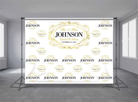 Wedding Step and Repeat Backdrop Banner Gold Frame Any | Etsy | Banner ...