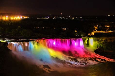 Colourful Lights On Niagara Falls At Night | Niagara falls vacation ...