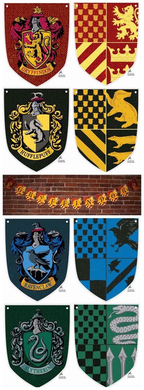 Free Hogwarts House Harry Potter banners | Harry potter diy, Harry ...