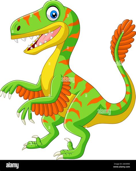 Cartoon green velociraptor on white background Stock Vector Image & Art ...