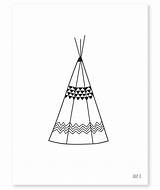 Teepee Wigwam Drawing Coloring Tent Pages Clipart Sheet Drawings Native  sketch template