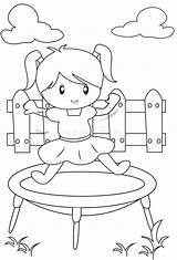 People jumping On trampoline coloring Pages sketch template