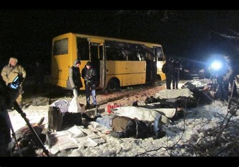 Victims of a shelling attack on a passenger bus near Volnovakha ...