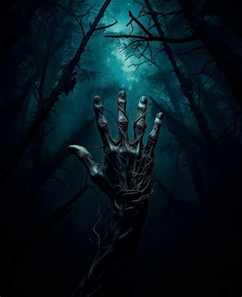 Premium AI Image | a picture of a dark gloomy forest with a spooky hand ...