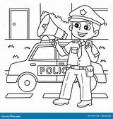 Police Man With A Megaphone Coloring Page For Kids Stock Vector  sketch template