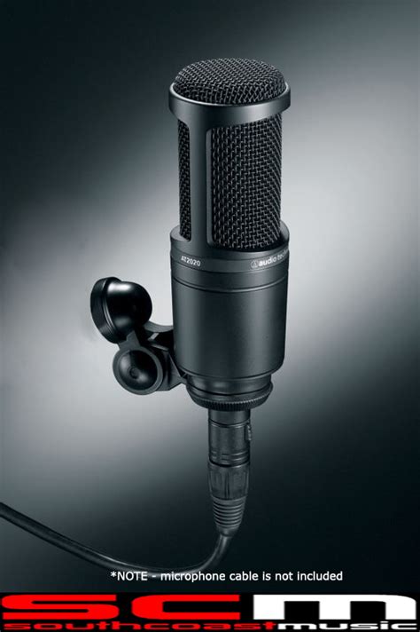 AUDIO TECHNICA AT2020 MIC RECORDING CARDIOID CONDENSER MICROPHONE with ...