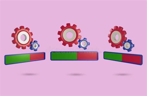 Gear Icon Set with Loading Bar, Concept Under Repair, Upgrade or Maintenance. 3D Rendering Stock ...