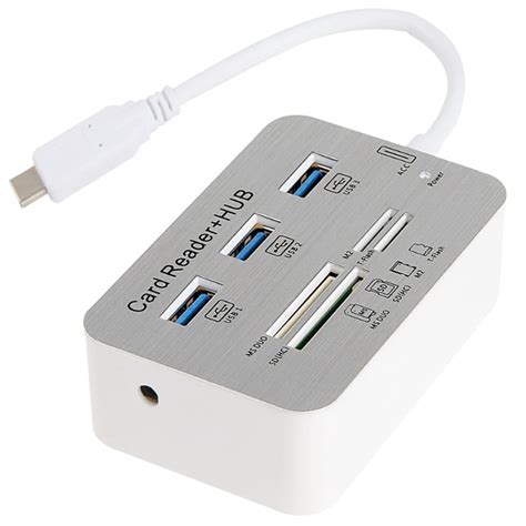 Aluminum 7 Port Type C HUB USB 3.0 HUB MS SD M2 TF Card Reader Multi ...