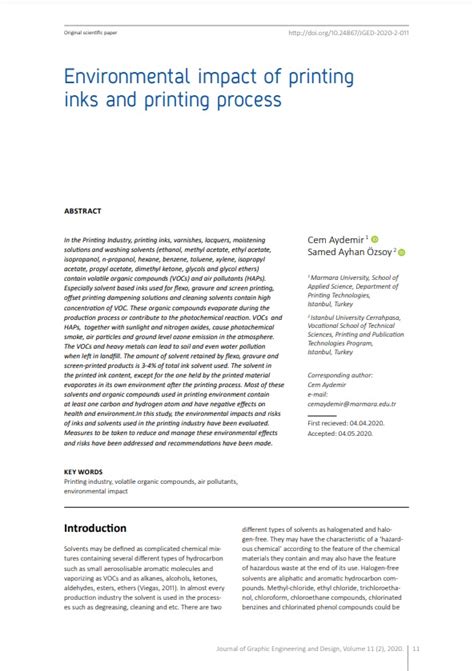 Environmental impact of printing inks and printing process | Journal of Graphic Engineering and ...