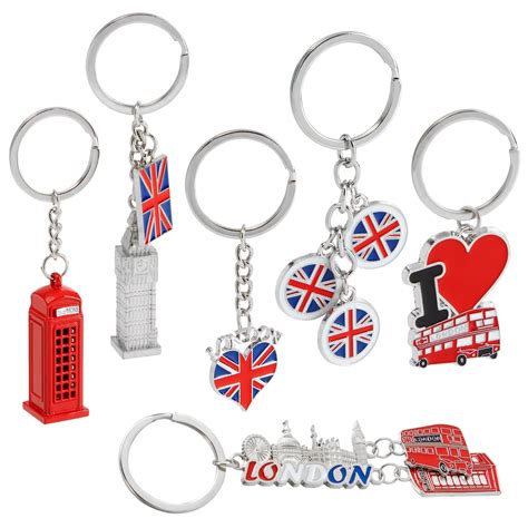 Buy 6 Pack London Keychain Souvenir Gifts, Key Rings with British UK ...