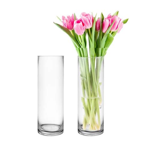 12 inch tall, 4 inch wide Cylinder Glass Vase for Wedding Centerpieces