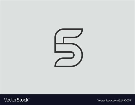 Black and white number 5 logo icon design Vector Image