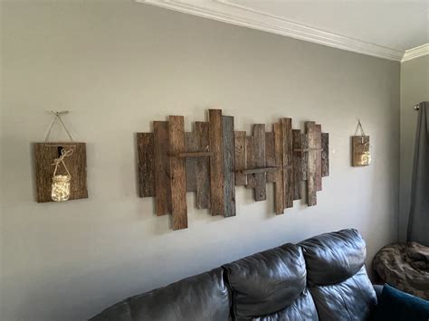 Rustic Hanging Artwork with Sconces – Hammerhead Woodworks