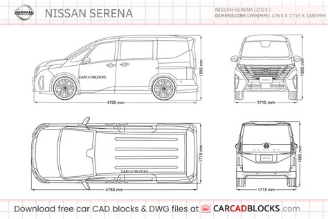 Nissan Serena 2023 Free CAD Blocks, DWG File - CarCadBlocks